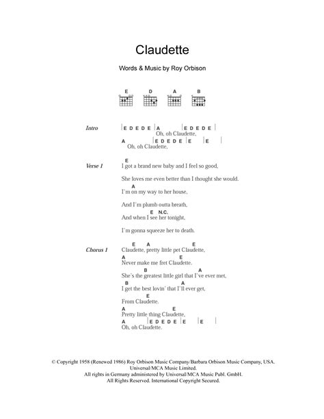 Claudette by The Everly Brothers - Guitar Chords/Lyrics - Guitar Instructor