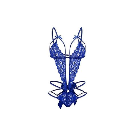 Donnalla Lingerie Da Donna In Pizzo Con Scollo A V Profondo Blu Reale S Stileo It