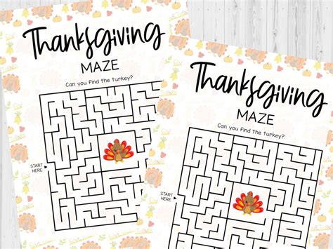 INSTANT DOWNLOAD Thanksgiving Maze Printable - Thanksgiving Game