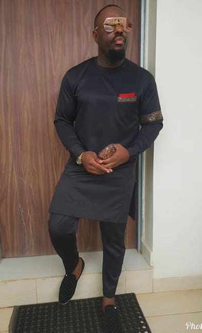 clipkulture jim iyke  black long sleeve senator outfit