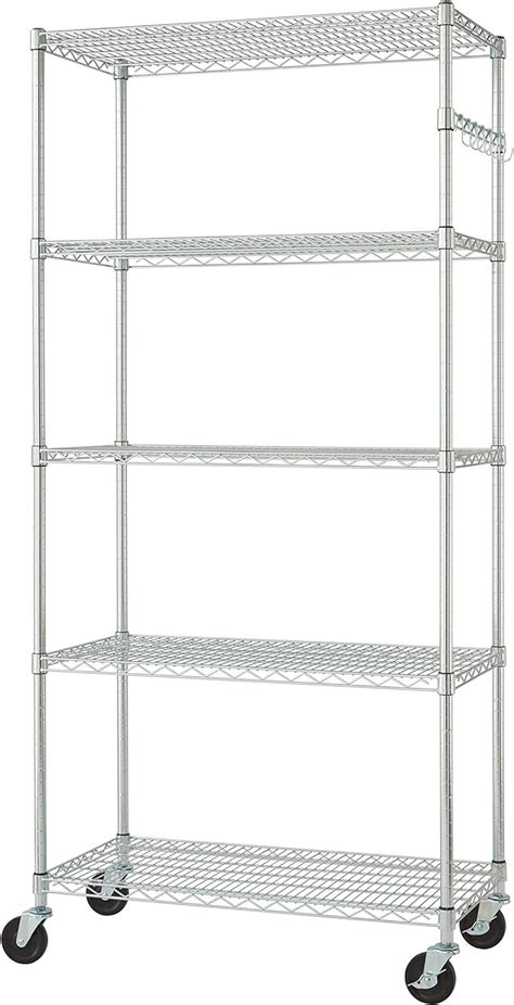 Trinity Ecostorage 5 Tier Nsf Wire Shelving Rack With Wheels 36 By 18