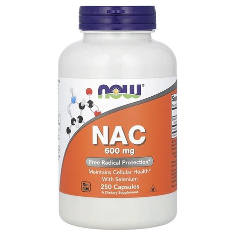 NOW Foods, NAC, 600 мг, 250 капсул | N-ацетилцистеин | Now Foods