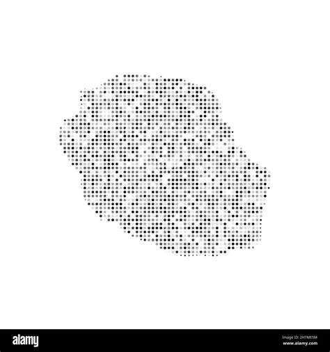 Abstract Dotted Black And White Halftone Effect Vector Map Of Reunion