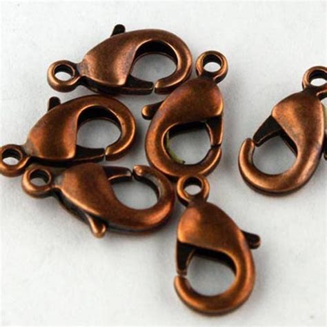 30 Antique Copper Lobster Clasp 12mm 12x7mm Copper Parrot Clasps