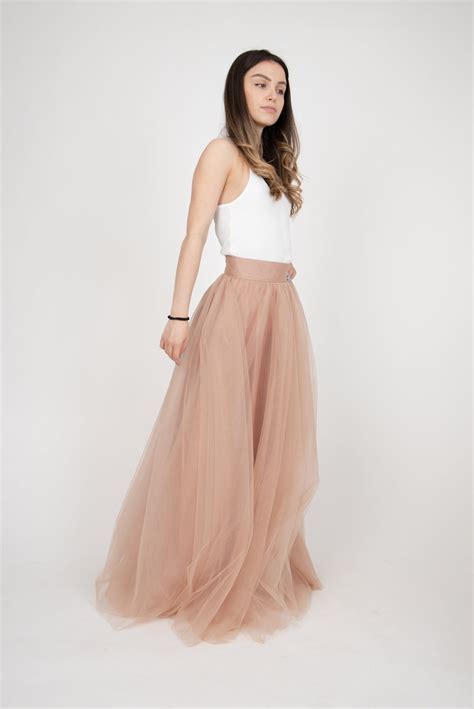 Women Tulle Skirt Nude Skirt Princess Skirt Skirt Long Maxi Etsy