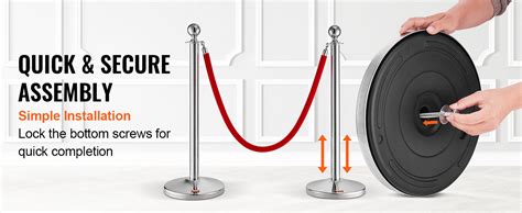 Vevor Stanchion Post With Velvet Rope Pack Crowd Control Stanchion