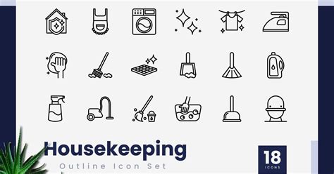 Housekeeping Outline Icons Icons Ft Housekeeping And Outline Envato