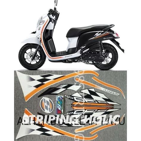 Jual STIKER STRIPING LIS STANDAR ORI HONDA SCOOPY F1 FI ISS PUTIH