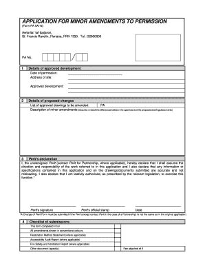 Fillable Online Pa Org Form A Application For Minor Amendments To