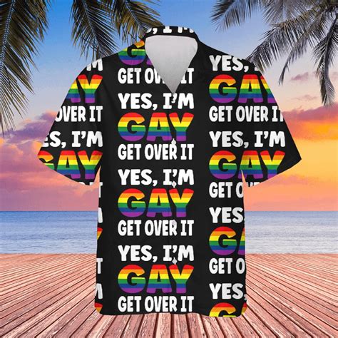 Yes I Am Gay Get Over It Rainbow Flag Lgbtq Gay Pride Hawaiians Hawaiians Brick Vertical S Black