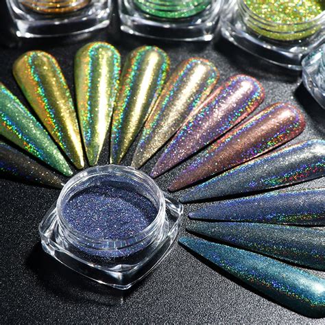 Beyprern 1box Holographic Powder On Nails Laser Silver Glitter Chrome