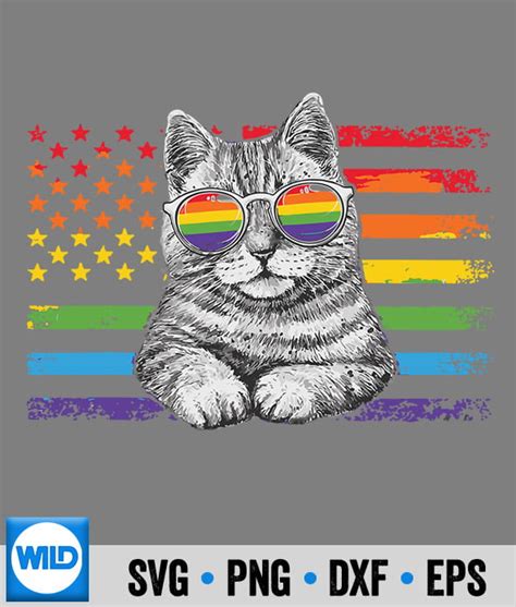 Cute Cat Lgbt Gay Rainbow Pride Flag Girls SVG LGBT SVG Cut File WildSvg