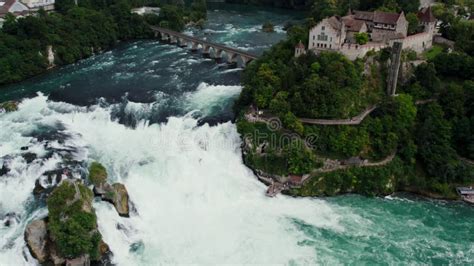 Rhine Falls Waterfall In Switzerland Stock Video Video Of Force Rock