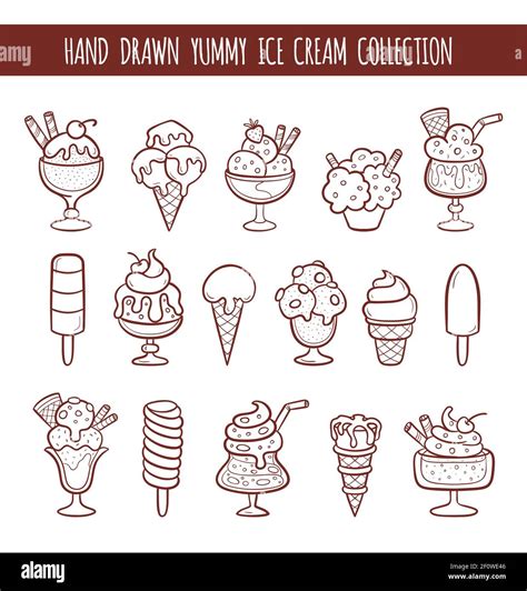 Set Of Hand Drawn Vector Ice Cream Illustrations Isolated On White