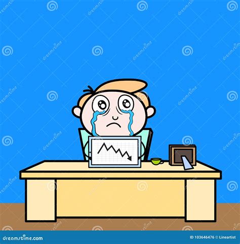 Sad Employee Showing Down Business Graph Stock Illustration ...