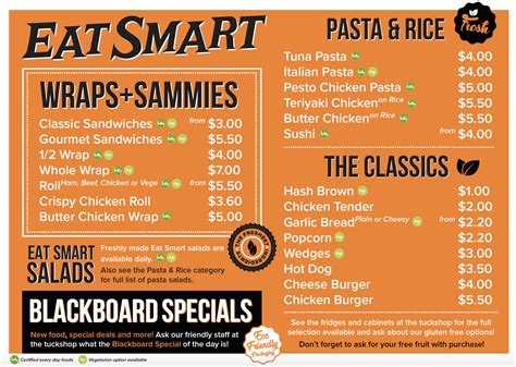 Tuck Shop Menu Mount Albert Grammar School