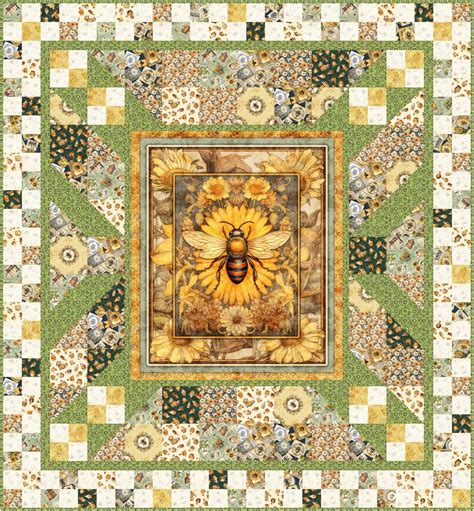 Queen Bee Panel Blast Quilt Kit 75 By 81 Morris Creative Group For Qt