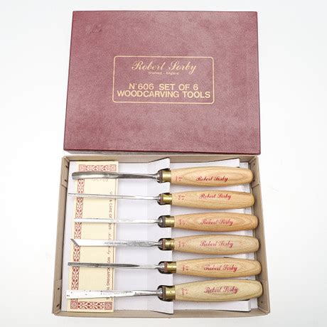 EN BOXAD UPPSÄTTNING AV SEX ROBERT SORBY TRÄSNIDERI MEJSLAR Övrigt Moderna Verktyg Auctionet