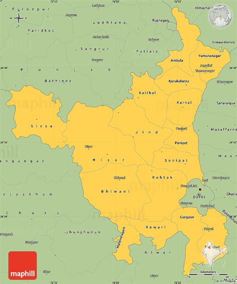 Savanna Style Simple Map of Haryana