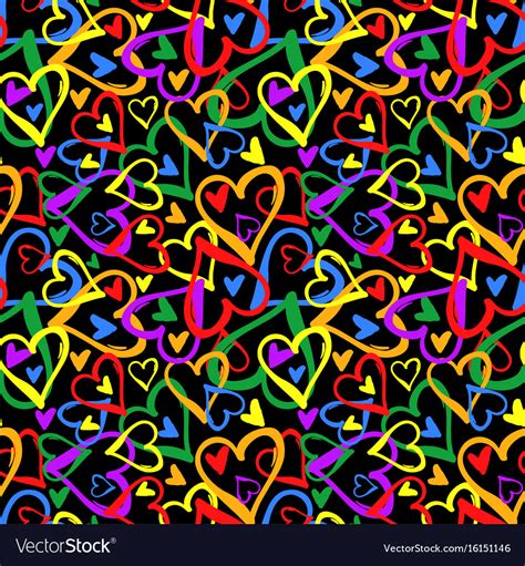 Gay Pride Rainbow Colored Hearts Seamless Pattern Vector Image