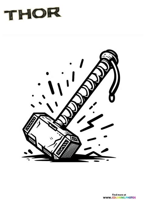 Thors Hammer Coloring Pages For Kids