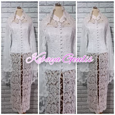 Jual Set Kebaya Akad Nikah Pengantin Kebaya Cantik Kebaya Mewah Full Brukat Nude Xxl
