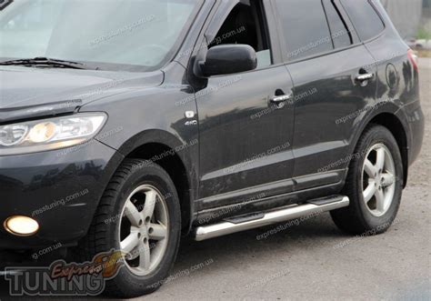 Пороги трубами Хендай Санта Фе 2 СМ (силовые пороги трубы Hyundai Santa ...