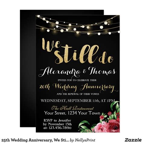 25th Wedding Anniversary We Still Do Anniversary Invitation Vow