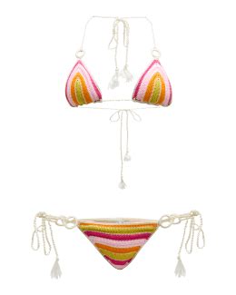 My Beachy Side Hand Crochet Two Tone Two Piece Bikini Set Neiman Marcus