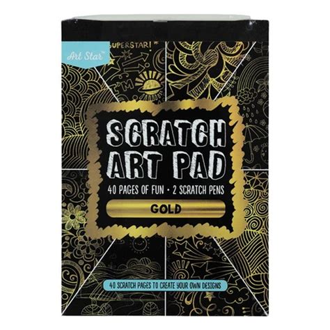 scratch art pad pink gold  pages  scratch pens