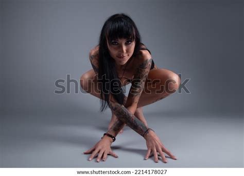 Photo Nude Brunette Girl Tattoo Sitting Stock Photo 2214178027 Shutterstock