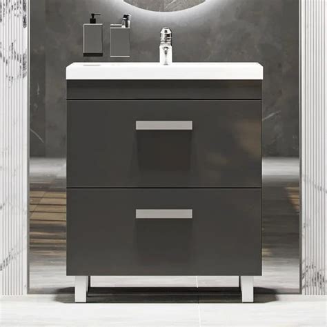 Тумба с раковиной Velvex Orlando 70 серая, напольная, матовая купить ...