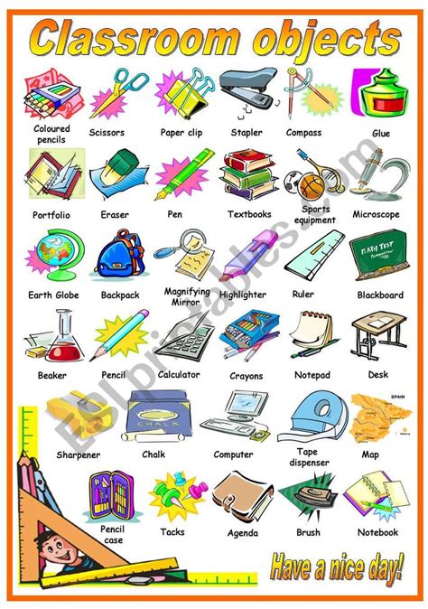 Classroom Objects Pictionary B W Version Included Esl Worksheet