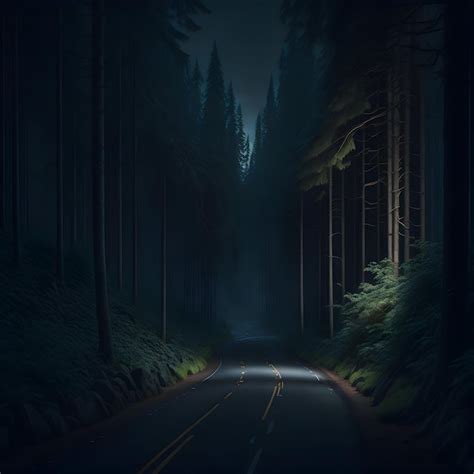Premium AI Image | A long and mysterious road shrouded in darkness ...