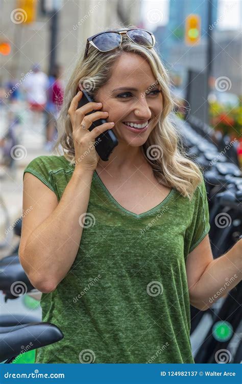 Lovely Hungarian Blonde Model Enjoying A Trip Around A Large Cit Stock Image Image Of