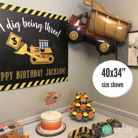 Construction Birthday Banner Construction Backdrop Custom Etsy