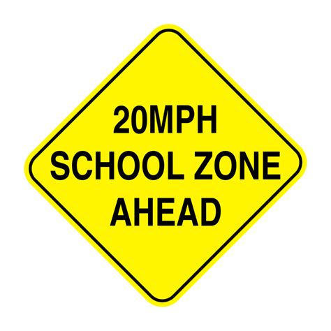 20mph School Zone Ahead Warning Sign On Transparent Background 19953674 Png