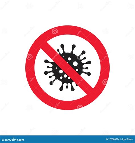 Coronavirus Red Round Prohibition Sign. Stop Covid-19 Pandemic Badge Stock Vector - Illustration