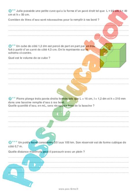 Volume Du Cube Et Du Pav Droit Exercices De G Om Trie Pour La Me