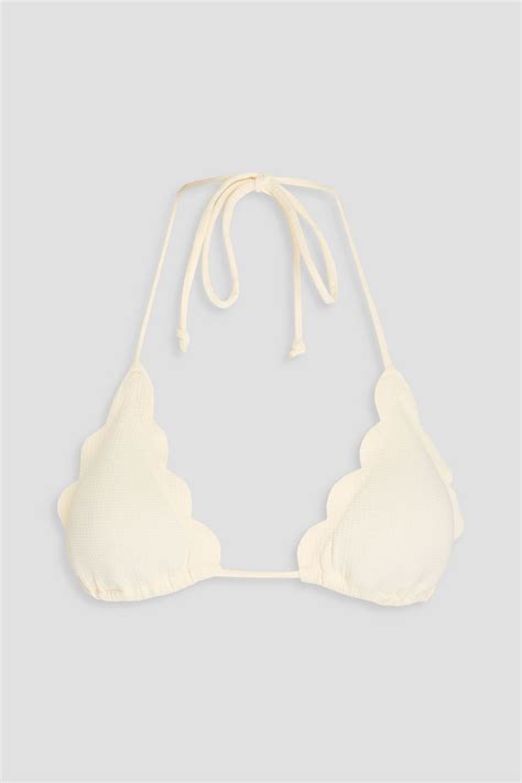 Marysia Broadway Scalloped Seersucker Triangle Bikini Top The Outnet
