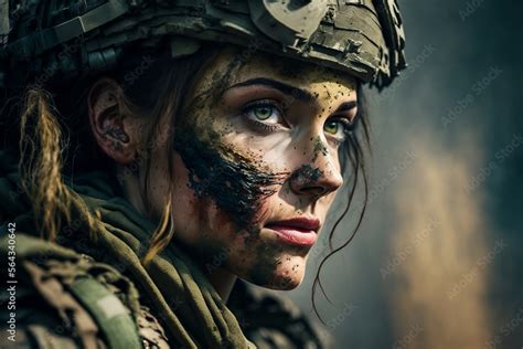 A Close Up Shot Of Beautiful Female Special Forces Soldier In