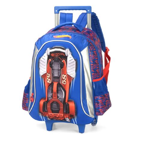 Mochila Carrinho Hot Wheels Azul E Vermelho Infantil Resistente E Pr Tica