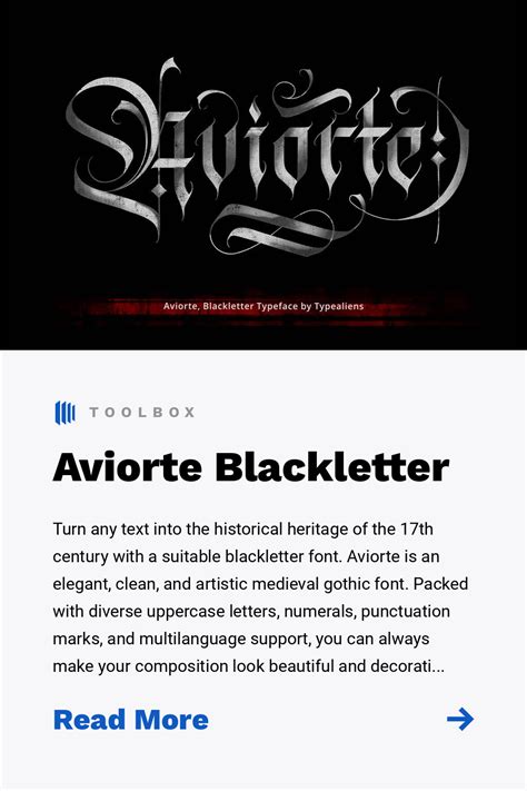 Aviorte Blackletter Gothic Fonts Tattoo Lettering Fonts Old English