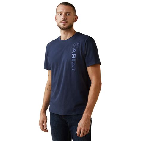 Ariat Mens Vertical Logo T Shirt 10043372 Navy The Ranch Store