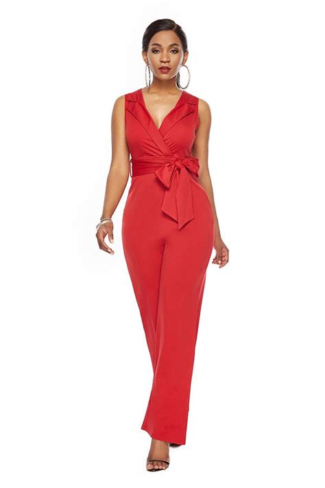 Wide Leg Elegant Jumpsuit With Sleeveless And V Neck