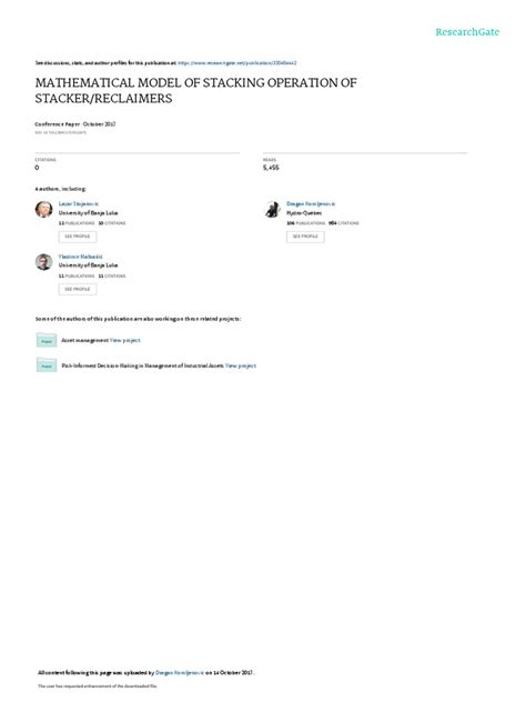 mathematical model  stacking operation  stackerreclaimers
