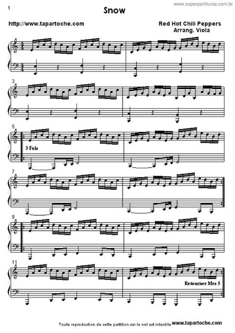 Super Partituras Snow Red Hot Chilli Papers Cifra