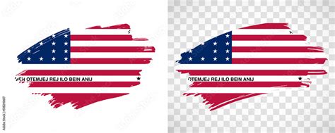 Artistic Bikini Atoll Flag With Isolated Brush Painted Textured With Transparent And Solid