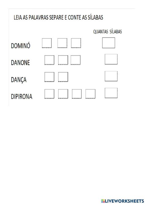 Separar As Sílabas Online - Separar sílabas online worksheet | Live Worksheets