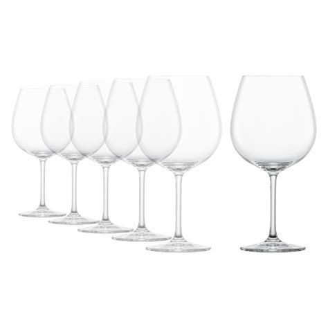 Set Of Burgundy Wine Glasses Crystalline Glass Ivento Ml